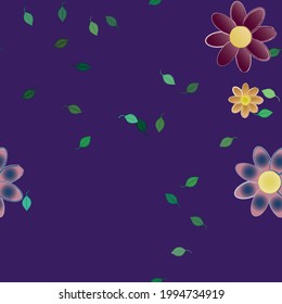 Seamless vector pattern with flowers and leafs