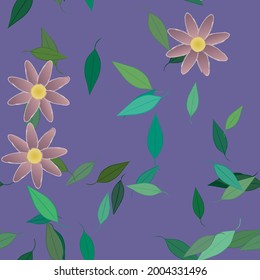 Seamless vector pattern with flowers and leafs