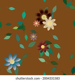 Seamless vector pattern with flowers and leafs