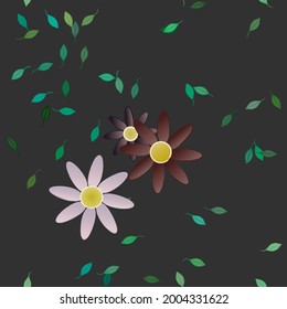 Seamless vector pattern with flowers and leafs