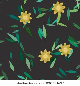 Seamless vector pattern with flowers and leafs