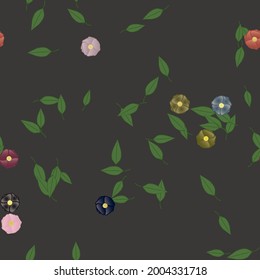 Seamless vector pattern with flowers and leafs
