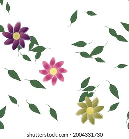 Seamless vector pattern with flowers and leafs