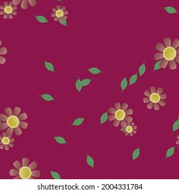 Seamless vector pattern with flowers and leafs