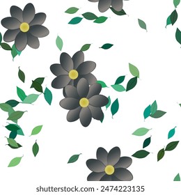 Seamless vector pattern with flowers and leafs