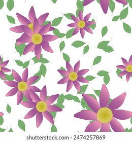 Seamless vector pattern with flowers and leafs