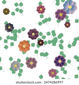 Patrón de Vector sin costura con flores y hojas