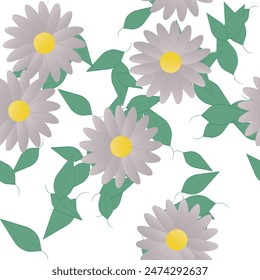Seamless vector pattern with flowers and leafs