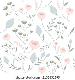 seamless vector pattern with flowers and plants vintage background wallpaper