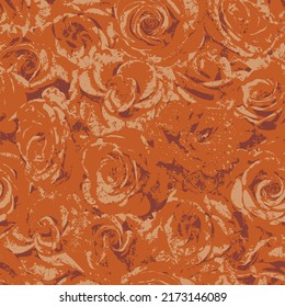 seamless vector pattern with flowers roses. Repeating background. Vector texture on the theme of nature  in grunge style. Wallpaper, wrapping paper, fabric