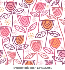 Seamless vector pattern with flowers in scandinavian style.