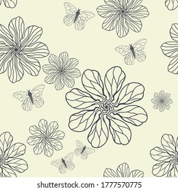 Seamless vector pattern with flowers. Simple and modern