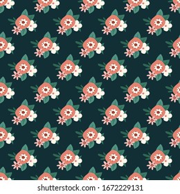 Seamless vector pattern with flowers in a sloppy free author style. Background with floral ornament for textile design.