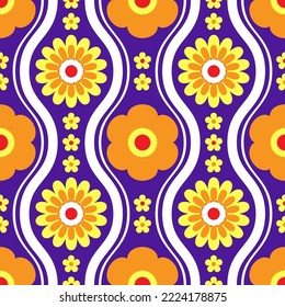 Seamless vector pattern with flowers. Textile design with floral folk motif.