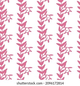 Seamless vector pattern with flowers for valentine's day in the trending color pink. Abstract, animalistic, minimalist hand drawn print. Designs for textiles, fabric, wrapping paper, packaging.