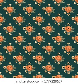 Patrón vectorial sin foco con flores. Fondo decorativo floral vintage para el diseño y la impresión en textiles, papel pintado y otras superficies.