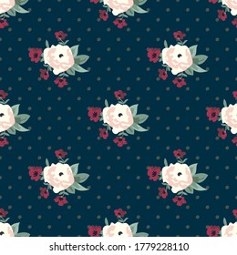 Seamless vector pattern with flowers. Vintage decorative floral background for design and printing on textiles, wallpapers and other surfaces.