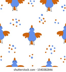 seamless vector pattern with flying blue bird on white background. it can be used as Wallpaper, background, print, textile design, notebooks, phone cases, packaging paper, and more.