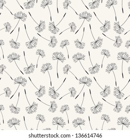 Seamless vector pattern. Flying of dandelion seeds