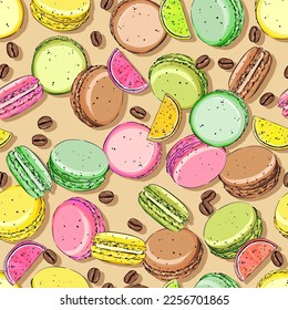 Seamless vector pattern. Food, tasty, sweet. Cake, sweets, sweets. bright background
