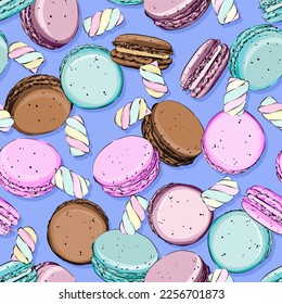 Seamless vector pattern. Food, tasty, sweet. Cake, sweets, sweets. bright background