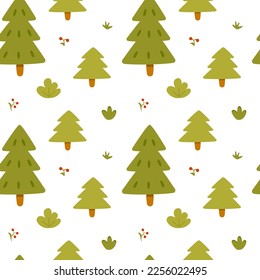 Seamless vector pattern. Forest fir christmas tree. Vector illustration