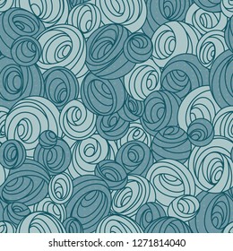Seamless vector pattern in the form of circles, balls, spirals, whirlpools and curls.
Suitable for placement on fabric, wallpaper, wrapping paper. Beautifully fits into printing products.