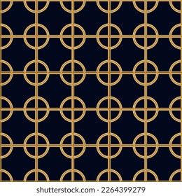 seamless vector pattern in the form of a golden lattice with rings for prints and for interior decoration of rooms and scenes