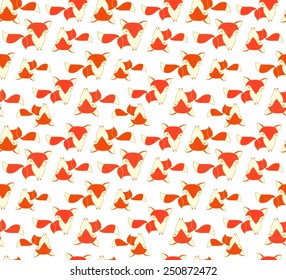 Seamless vector pattern with foxes on white background