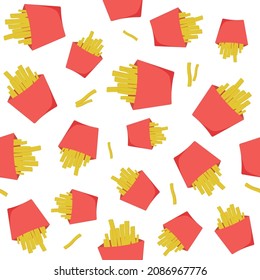 seamless vector pattern with French fries background wallpaper