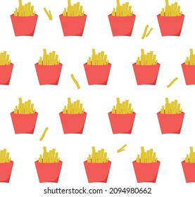 seamless vector pattern with French fries