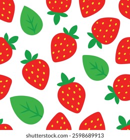 Seamless vector pattern of fresh background style strawberries