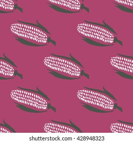 Seamless vector pattern with fresh ripe corn cobs.
