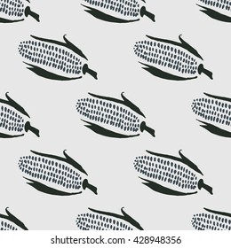 Seamless vector pattern with fresh ripe corn cobs.