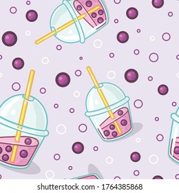 Seamless vector pattern of fresh summer drinks, cocktails and lemonade for wallpapers kitchen cafe or restaurant