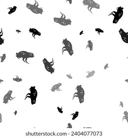 Seamless vector pattern with frog symbols, creating a creative monochrome background with rotated elements. Vector illustration on white background