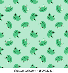 Seamless vector pattern with frogs. Children's green background for printing on textiles, clothing, wallpaper, paper and other.