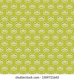 Seamless vector pattern with frogs. Children's green background for printing on textiles, clothing, wallpaper, paper and other. svg