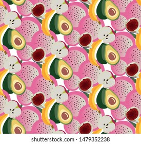 Seamless vector pattern with fruits