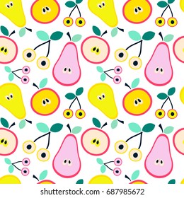 Seamless vector pattern with fruits.