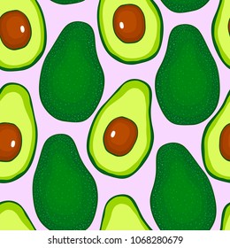 Seamless vector pattern with fruits avocado. For kitchen, for printing on textiles, phone case. Mix design for fabric and decor. Hand draw illustration.
