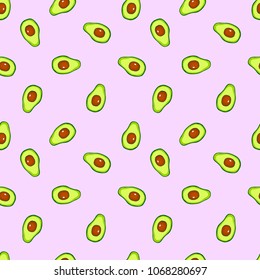 Seamless vector pattern with fruits avocado. For kitchen, for printing on textiles, phone case. Mix design for fabric and decor. Hand draw illustration.