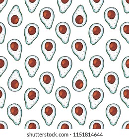 Seamless vector pattern with fruits avocado. For kitchen, for printing on textiles, phone case. Mix design for fabric and decor.Vitamin farm, drawing, product market. Hand draw illustration.