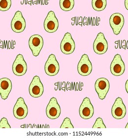Seamless vector pattern with fruits avocado. For kitchen, for printing on textiles, phone case. Mix design for fabric and decor.Vitamin farm, drawing, product market. Hand draw illustration.