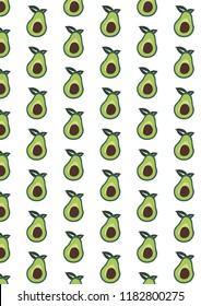 Seamless vector pattern with fruits avocado
