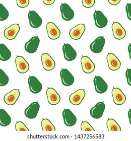 Seamless vector pattern with fruits avocado. Avocado illustration for kitchen, for printing on textiles, phone case, fabric and decor. 