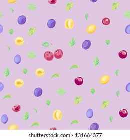 Seamless vector pattern with fruits and berries