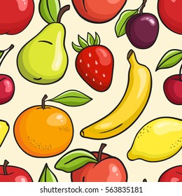 Seamless vector pattern with fruits and berries