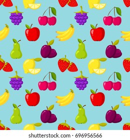 Seamless vector pattern with fruits and berries
