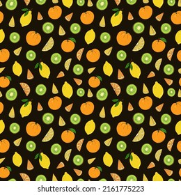 Seamless vector pattern of fruits.  Decoration print for wrapping, wallpaper, fabric, textile.